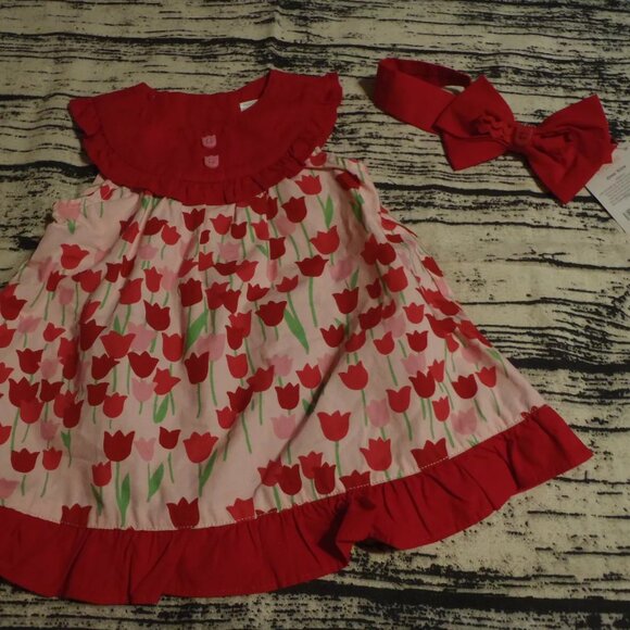 Gymboree Too Cute Tulip 3-6 Month Dress Diaper Cover Headband Outfit NWT - Picture 1 of 4